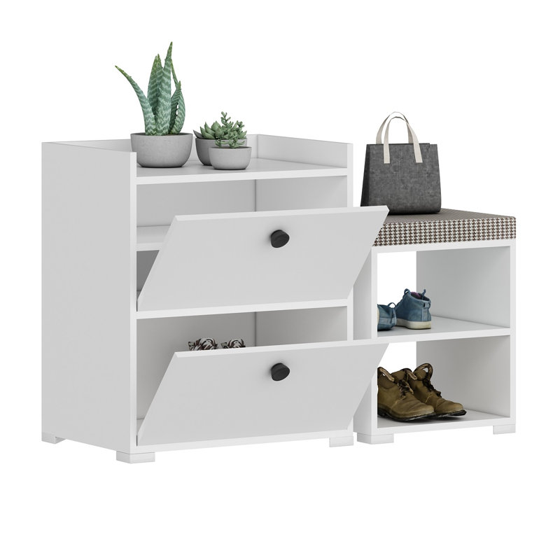 Armoire de rangement pour chaussures 4 paires, Blanc