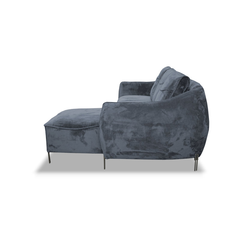 Adly 3 Seater Fabric Sofa & Chaise, Black, Right Hand Facing