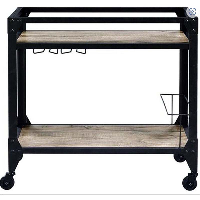 Chariot de service en chêne rustique et gris anthracite Jorgensen (sans tabouret)