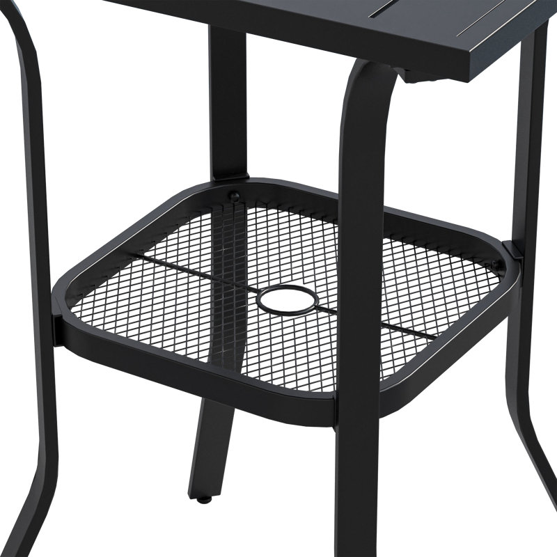 Roca Square Metal Outdoor Bar Table With Umbrella Hole , 28'' in. W 28'' in. D