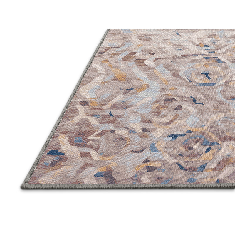 Machine Washable Gray Area Rug, Round 3'