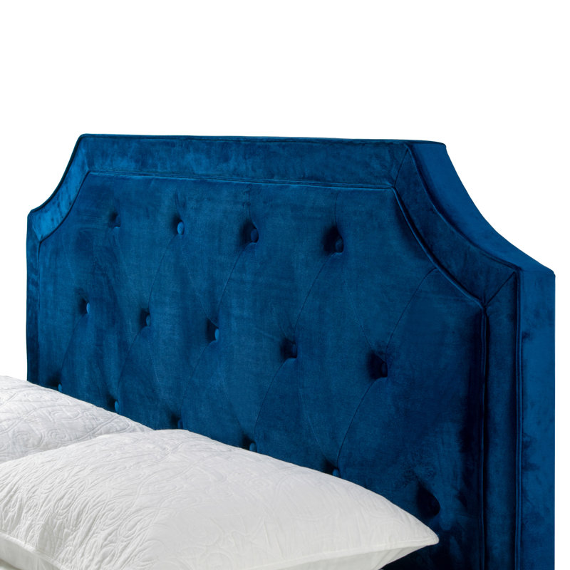 Upholstered Standard Bed, Blue Velvet