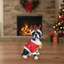 Statue de Noël terrier de Boston, figurine de chien des Fêtes en tenue de père Noël