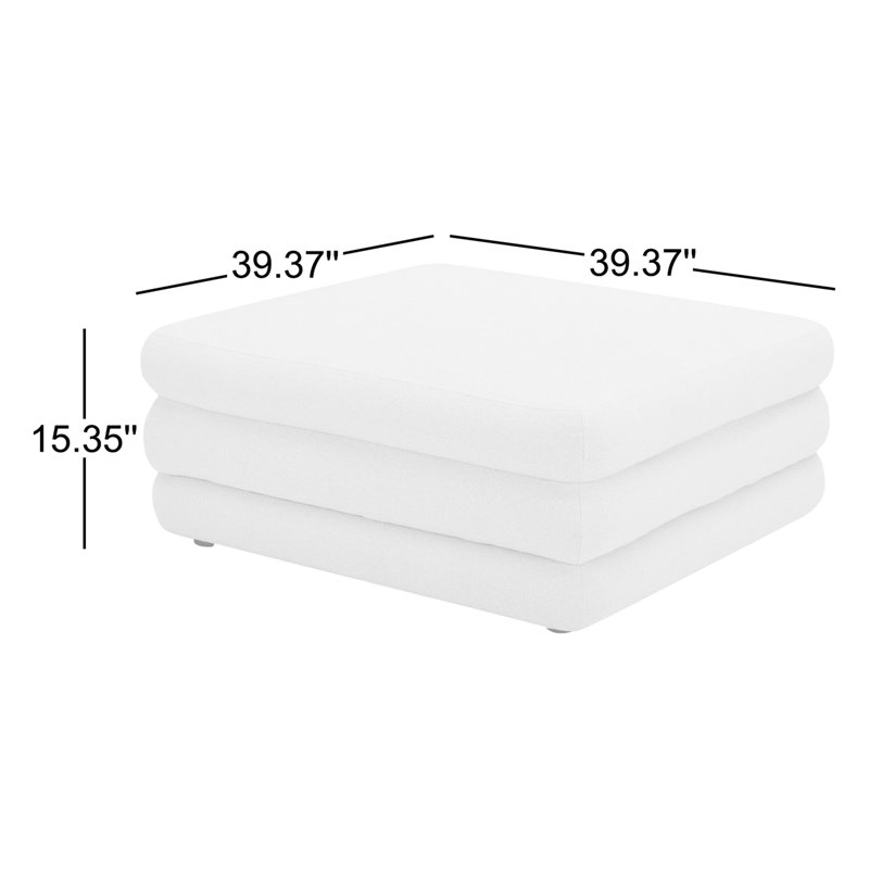 Donia Upholstered Ottoman, Warm White Basketweave