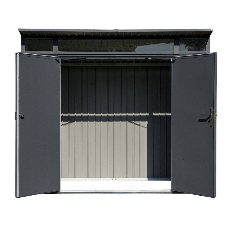 Immeuble de rangement extérieur en acier verrouillable avec fenêtres 8 pi x 5 pi Denali Sojag, anthracite