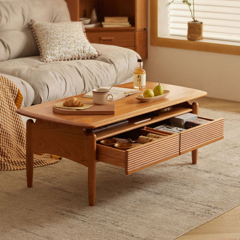 Cherry Solid Wood Rectangular Coffee Table