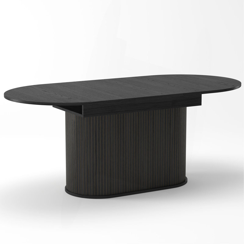 55.11"-70.86" Extendable Dining Table, With Striped Legs For Living Room & Kitchen