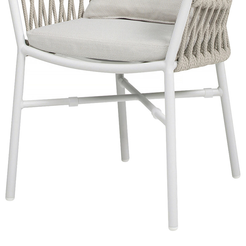 Ensemble de salle à manger de patio en aluminium et teck 7 pièces Maiden, Beige