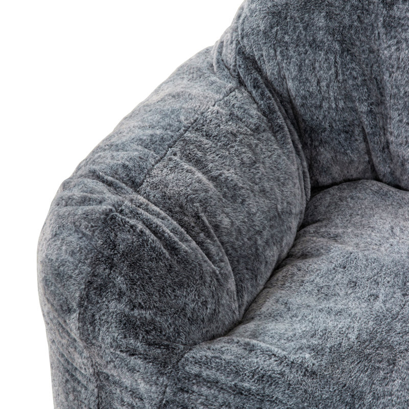 Fauteuil à billes en mousse viscoélastique souple avec accoudoirs, fauteuil à billes de salon moderne, bleu gris
