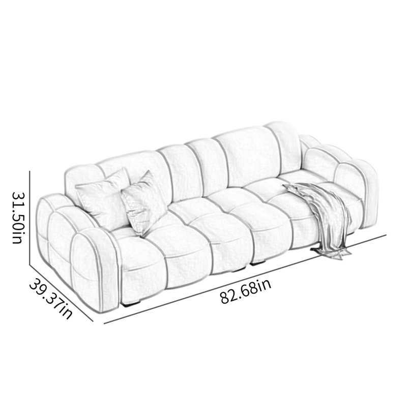 French Cream Modern Simple Sofa 82.68'' Upholstered