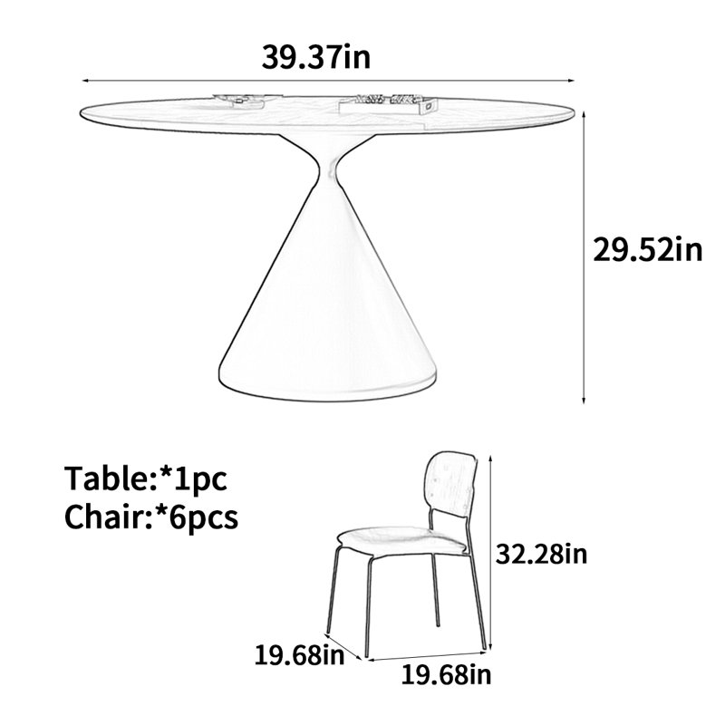 Table de salle à manger de style médiéval moderne, H 29,52 po x L 39,37 po x l 39,37 po