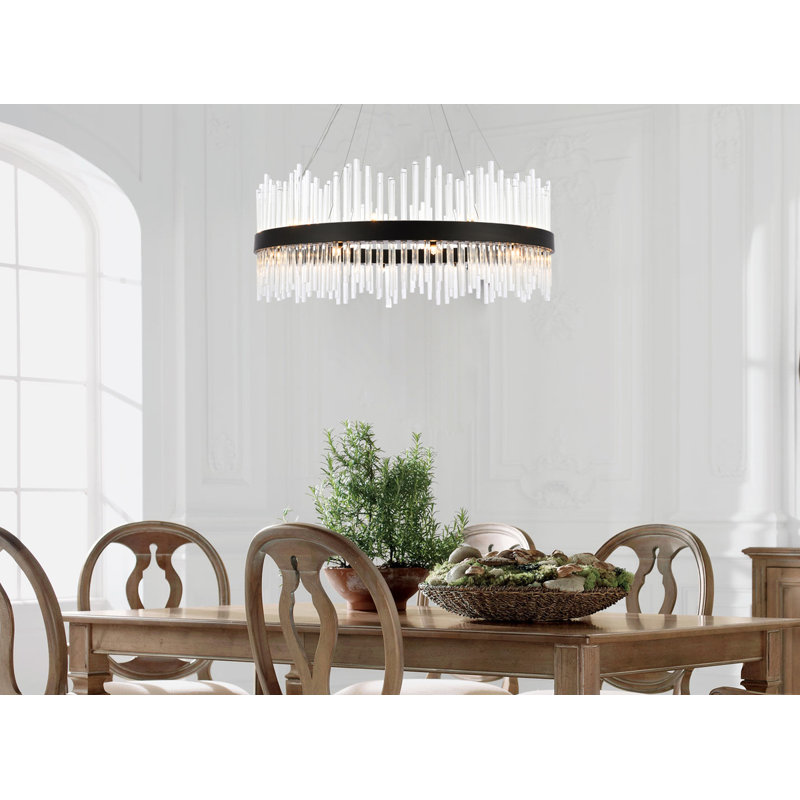 Lustre tambour unique Dalton, Noir, H 14 po x l 36 po x P 36 po, 24 lumières