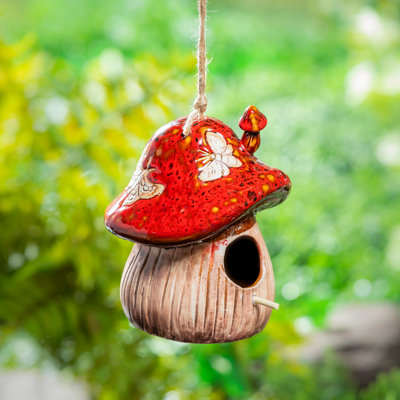 Cabane à oiseaux suspendue en céramique Fantasy