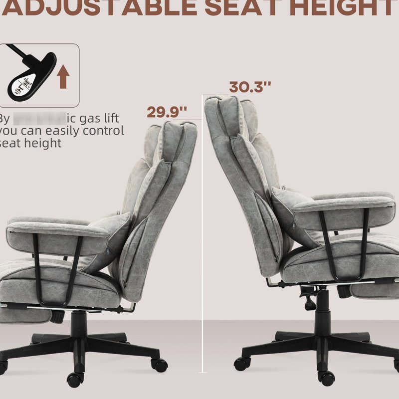 Fauteuil de bureau réglable en hauteur, gris, avec 6 points de vibration, lombaire chauffant, pour le soutien Fauteuil inclinable gris chauffant, chauffage à 3 niveaux, capacité de 396 lb