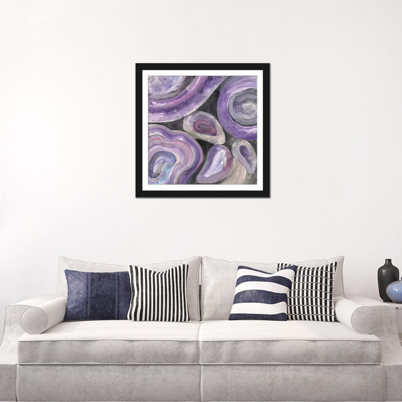 «Circle Rain», reproduction d'art sur toile, H 16 po x l 16 po x P 1 po, Papier d'art encadré noir, Blanc