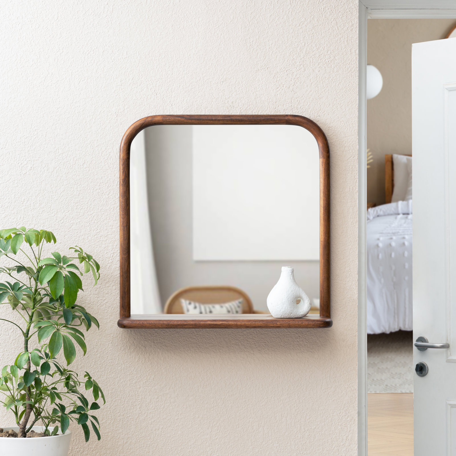 Charlemont Solid Wood Accent Wall Mirror, Walnut