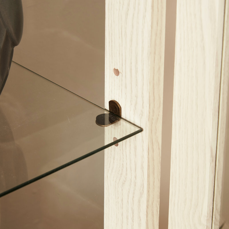 Elegant Curio Cabinet With And Tempered Glass Doors - Showcases Collectibles Elegantly Illuminated Spacious Interior Mirrored Back Displays Treasures Magnificently