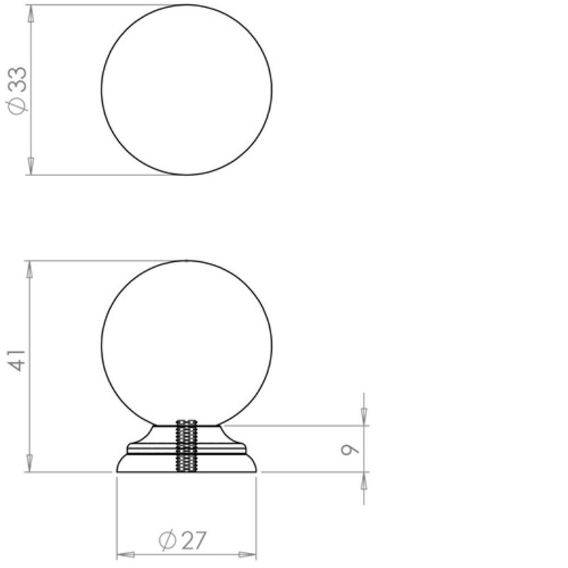PC 33Mm Cupboard Knob