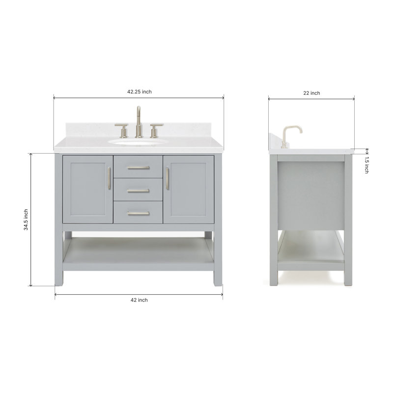 Bayhill Single Vanity, Gray, 42"
