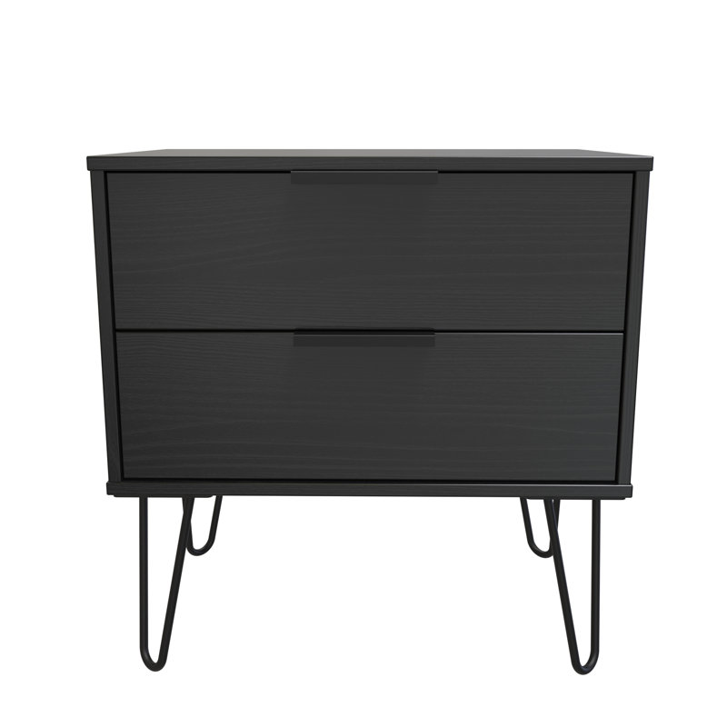 Turah 2 Drawer Midi Chest (Ready Assembled), Black Matt