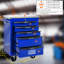 6 porte-outils à 6 tiroirs avec roues, polyvalent pour divers espaces de travail, noir et bleu, glissières de tiroir à roulement, 4 roues universelles freins, 5 chariot multifonctionnel, atelier de roulement et de garage en métal, avec