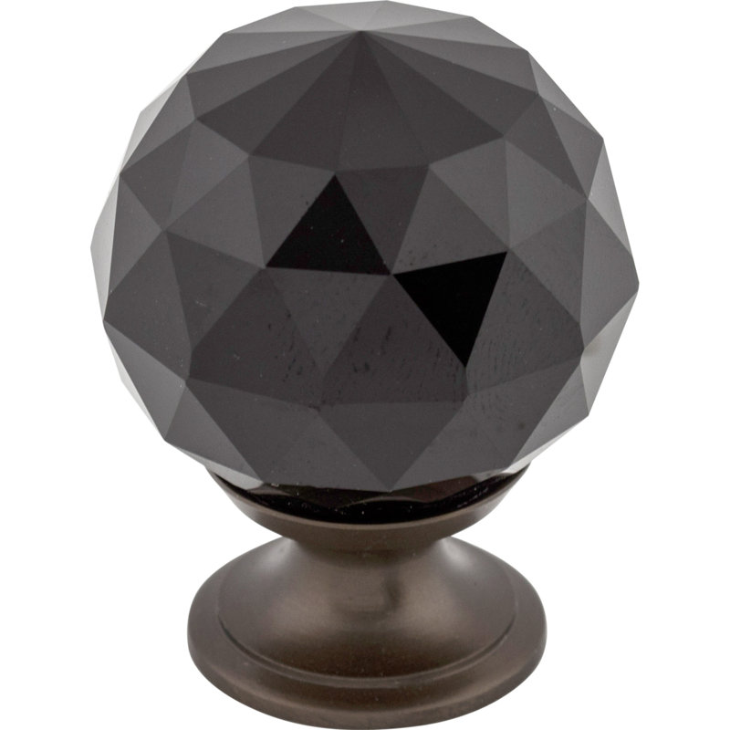 Clear Crystal 1 3/8" Diameter Round Knob, Oiled Rubbed Bronze, Black