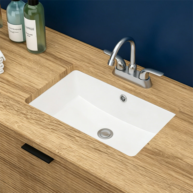 Lavabo de salle de bain rectangulaire encastré en céramique blanche avec trop-plein Topcraft, 18 x 12 x 8,25 po Topcraft