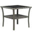 Table d'appoint en rotin, table de bout d'extérieur avec tablette de rangement, cadre carré en aluminium, table basse avec plateau en verre trempé, gris mélangé-130203167