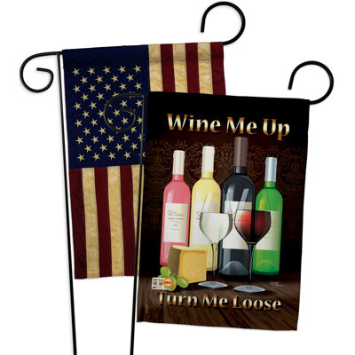 Drapeau de jardin en polyester à deux faces Wine H Up 19 po x l 13 po Wine Me