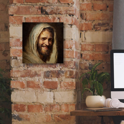  «Sourire Jésus Christ» par Rich Monet, art mural sur toile, 12 po x 12 po