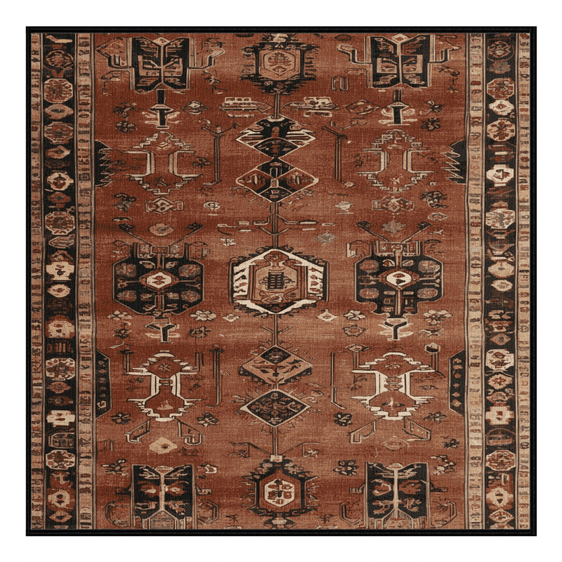 Tapis brun turc lavable à la machine, Carré 7 pi