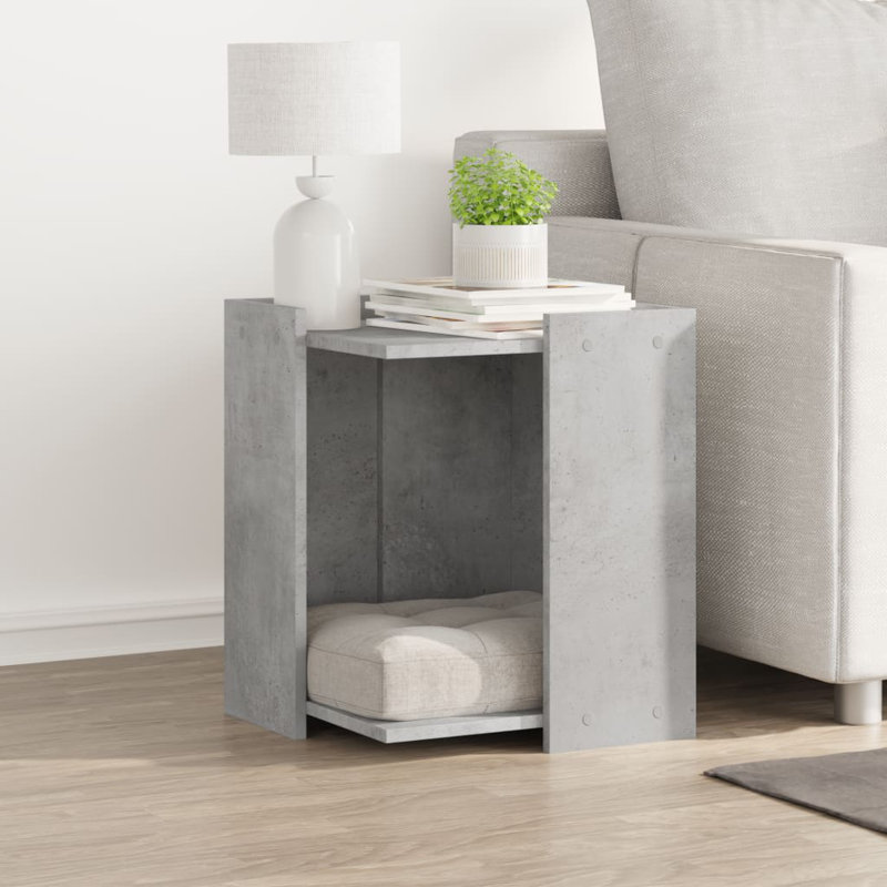 Engineered Wood Litter Box Enclosure, 51cm H x 42cm W x 42cm D, Concrete Grey