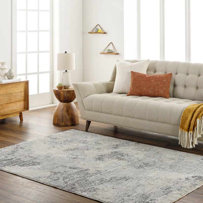 Machine Woven Polypropylene Area Rug in Gray, Rectangle 9' x 12'7"