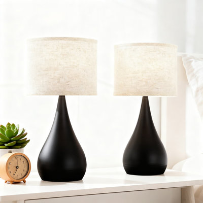 Modern Touch Table Lamps Set Of 2 With 3-Way Dimmable Lighting, 18.1'' Bedside Lamps For Living Room, Office And Bedroom With Heavy Iron Base, Touch Control Switch And Included LED Bulbs