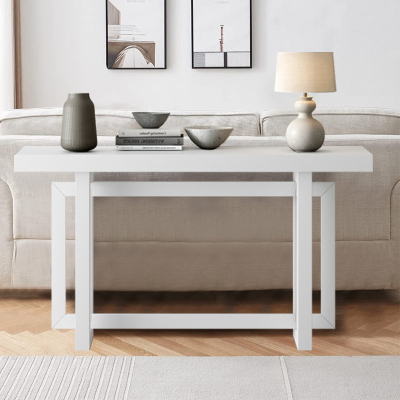 Thedrick 59" Extra Long Entryway Table Console Table,Entryway table,Hoyer table with wood frame, White