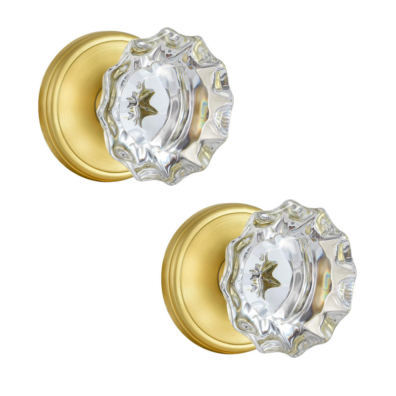 Coolnews Retro Elegant Series - Faux boutons de porte ronds en cristal, Laiton satiné