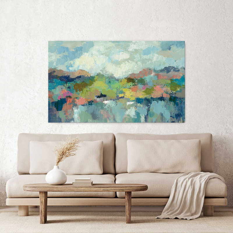 "Abstract Lakeside" par Silvia Vassileva, reproduction sur toile, H 18 po x l 30 po