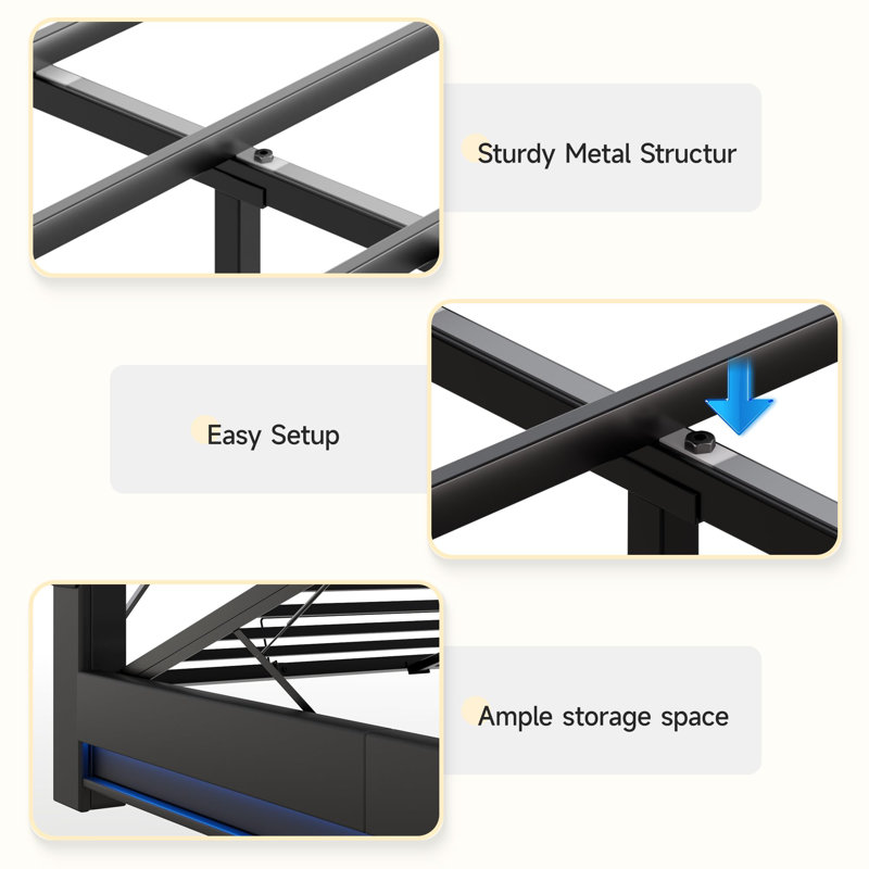 Lift Up Storage Bed Frame With Charging Station