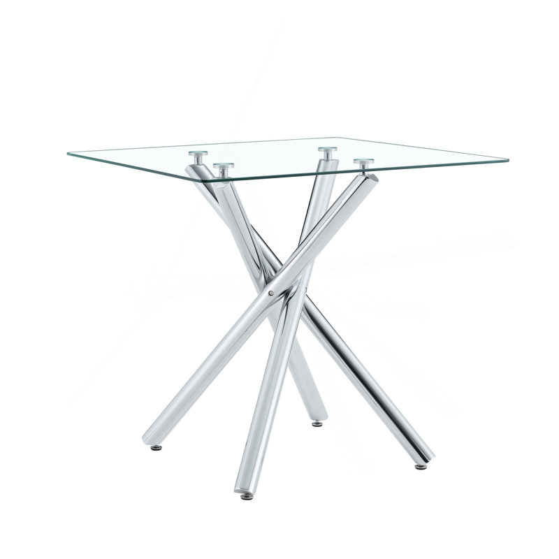 Table de bar moderne avec plateau en verre trempé, table de pub à pieds en métal robustes pour bar, îlot de cuisine et salon