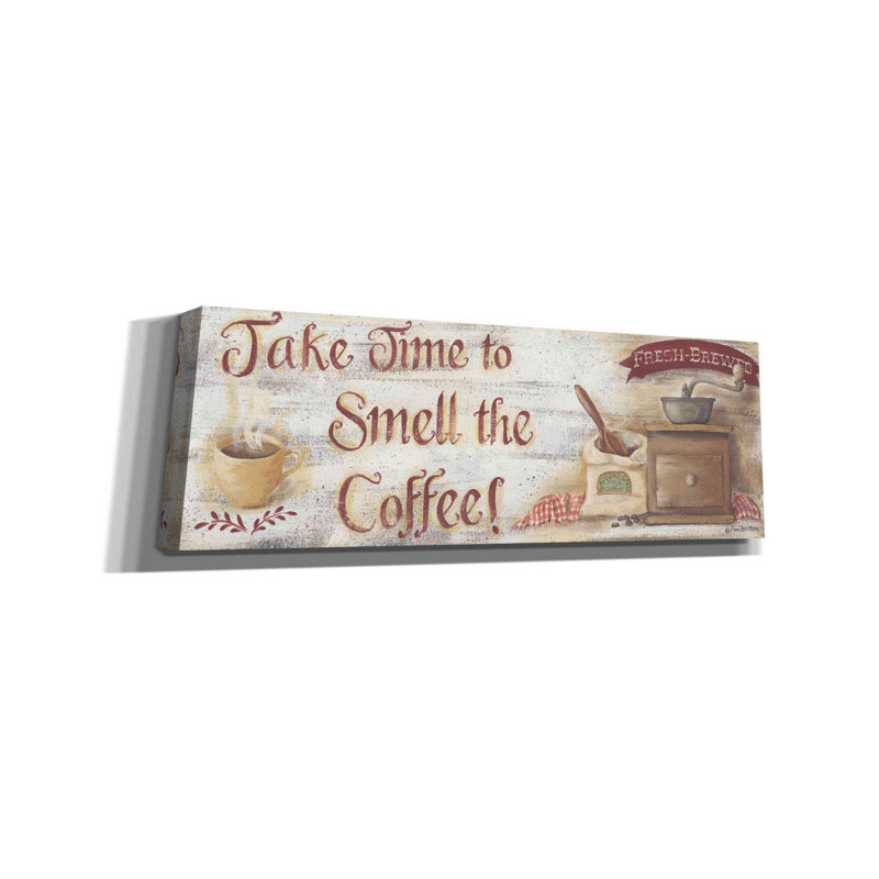 «Smell the Coffee» par Pam Britton, art mural sur toile, H 20 po x l 60 po x P 1,5 po