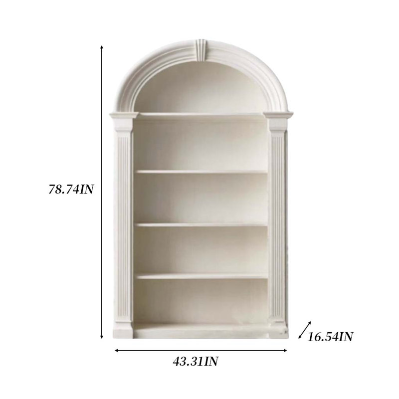 White Arched Display Cabinet Bookcase
