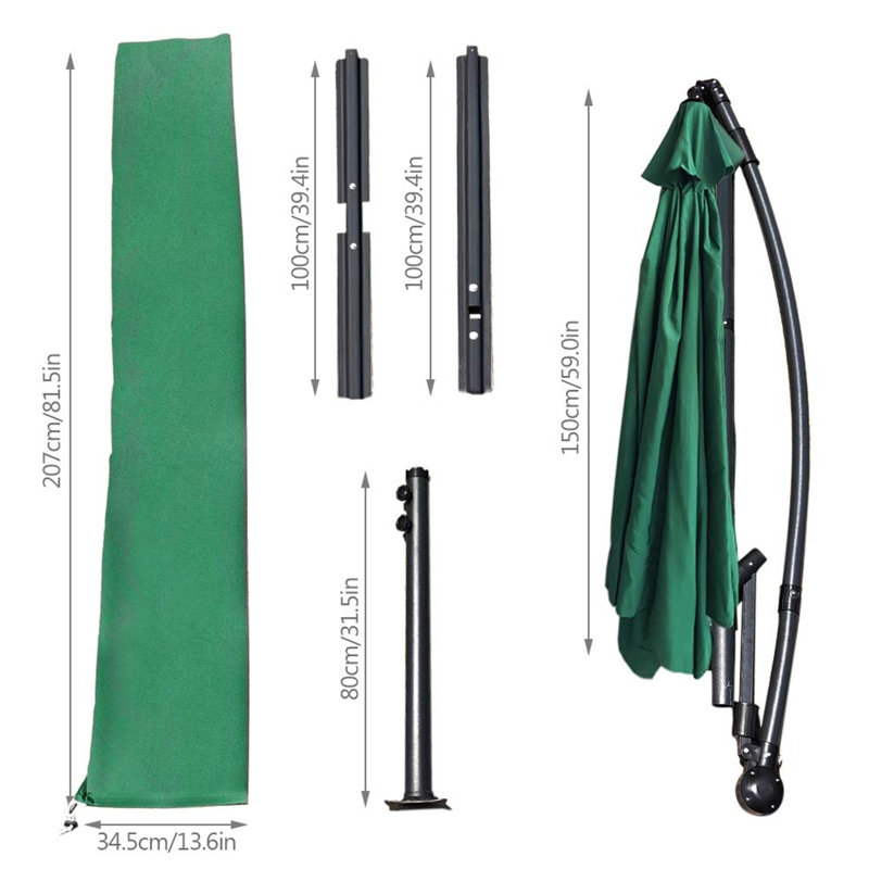 300cm Cantilever Parasol, Green