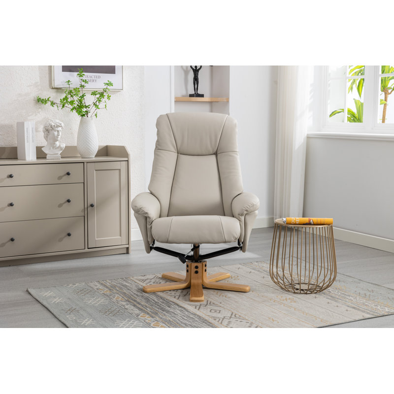 Asawer 76cm Wide Swivel Standard Recliner, Beige