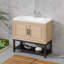 Armoire de salle de bain autoportante de 36 pouces avec comptoir en céramique blanche, lavabo et robinet texturé, 2 portes de rangement, tablette ouverte en fer pour une grande surface froide et chaude, base en métal pour l'intérieur et l'extérieur-942801640