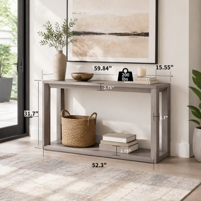 Console rectangulaire en placage de bois massif