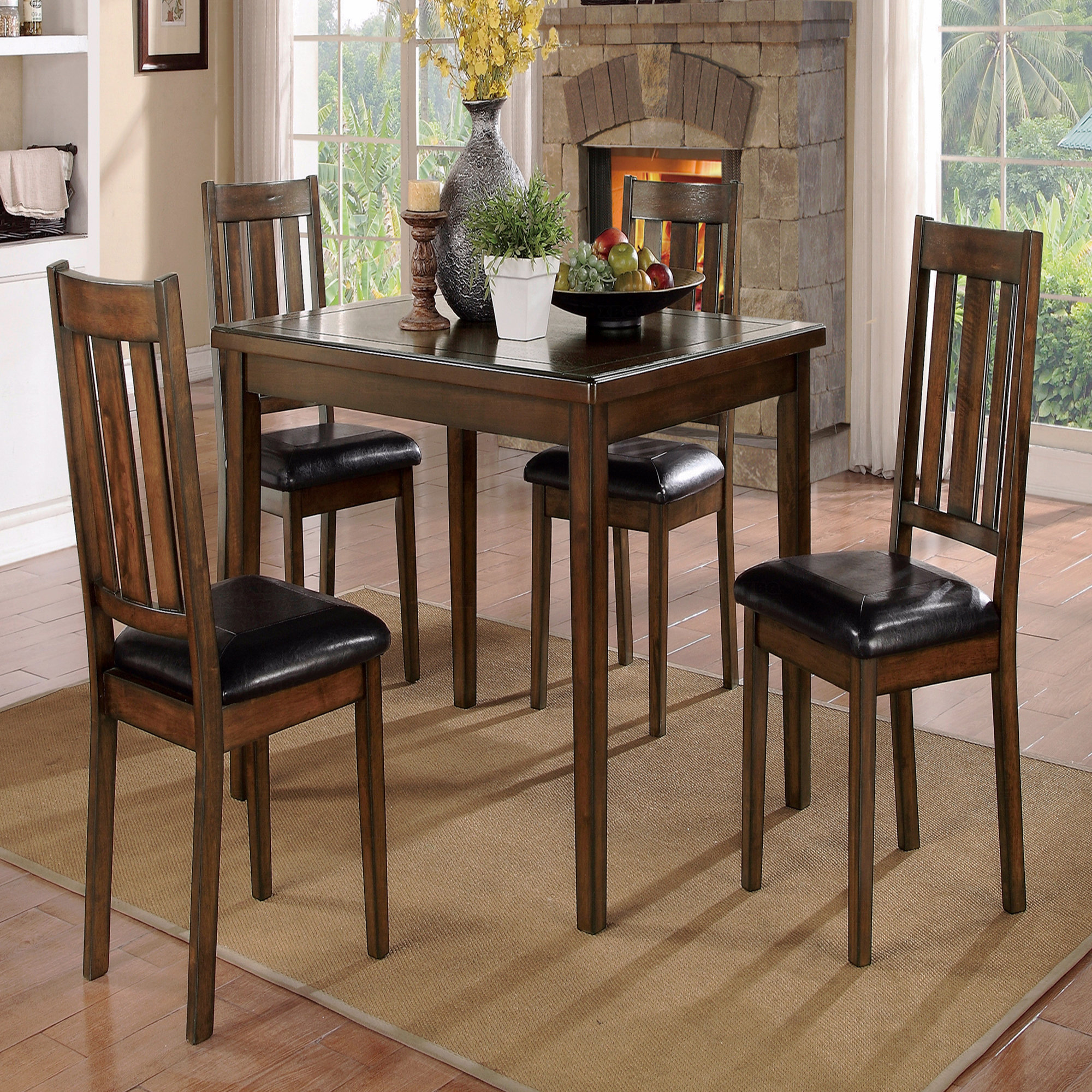 Red Barrel Studio 5-Piece Dining Set Table With 4 Dining Chairs Black ...