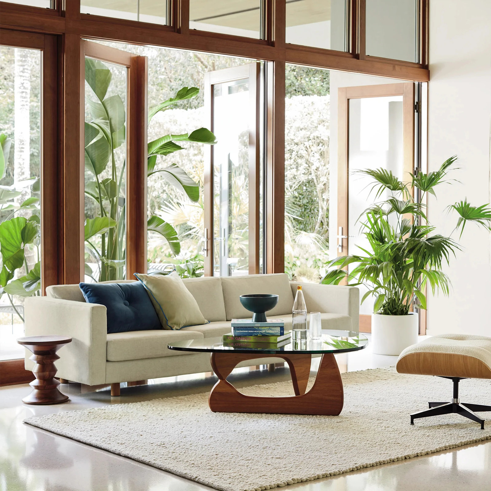 Kiruthika 51" Glass Coffee Table, Dark Walnut