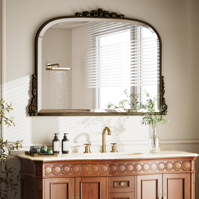 Vintage Baroque Mirror Arched Bathroom Wall Mirror For Elegant Decor