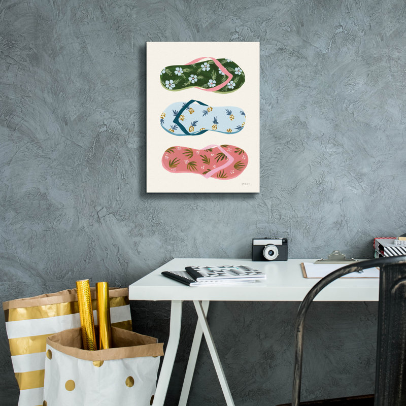 "Epic Graffiti" My Tropical Flip Flops "par Yvette St. Amant, art mural sur toile, H 16 po x l 12 po x P 0,75 po