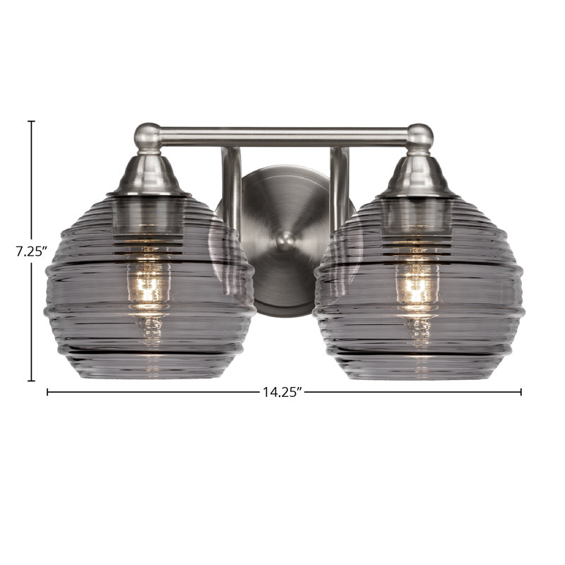 Michell 2-Light Bath Bar, Brushed Nickel, Smoke